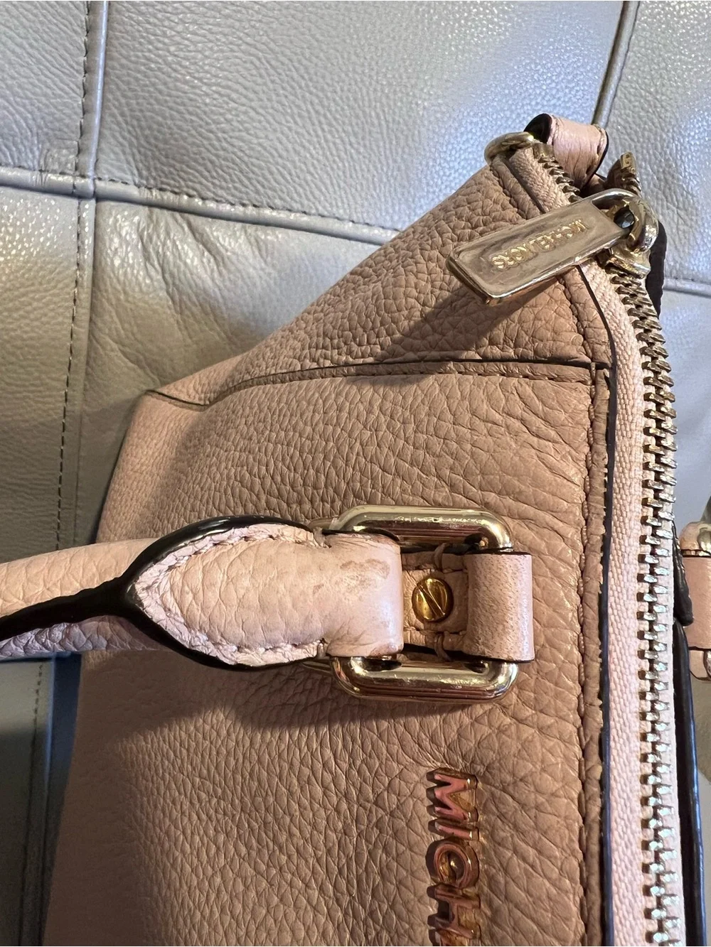 Michael Kors Ciara Pebbled Leather Bag Messenger Crossbody Medium Pink Blush